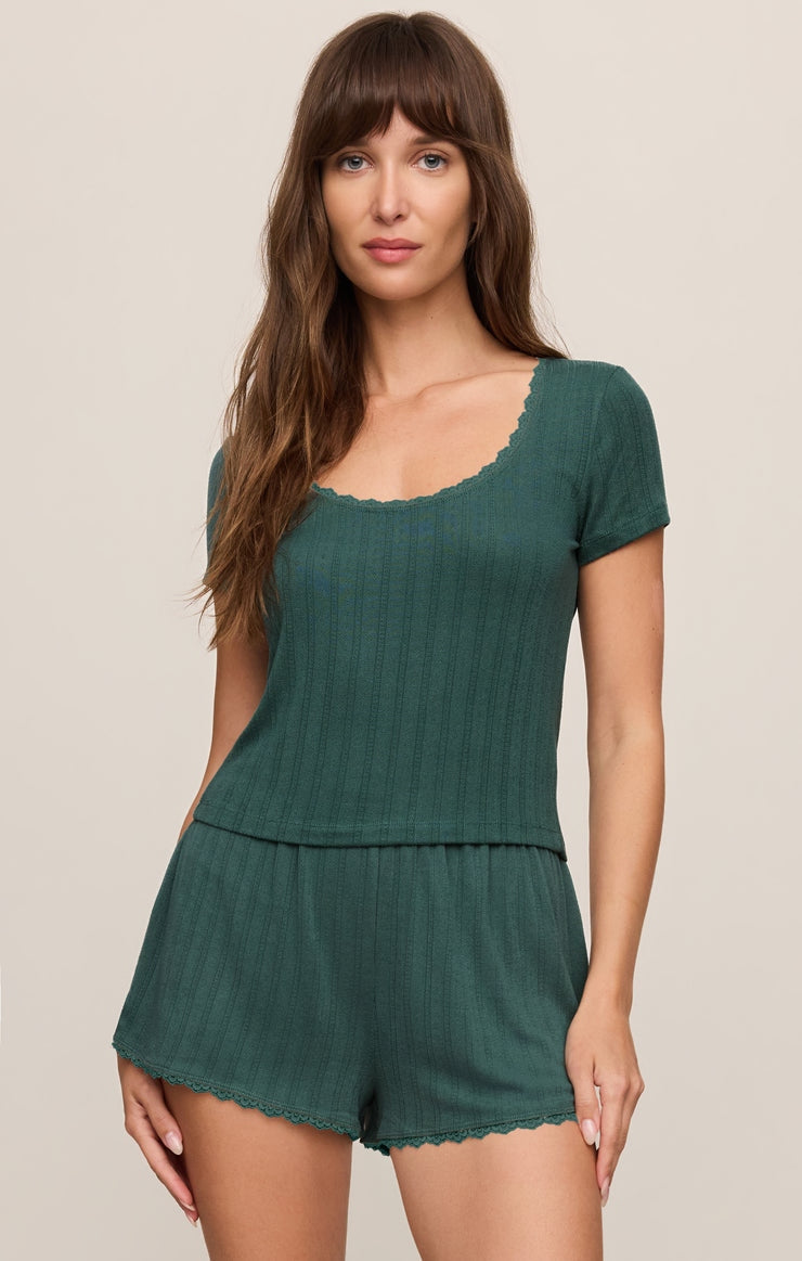 Countryside Lace Scoop Top in Emerald Cove