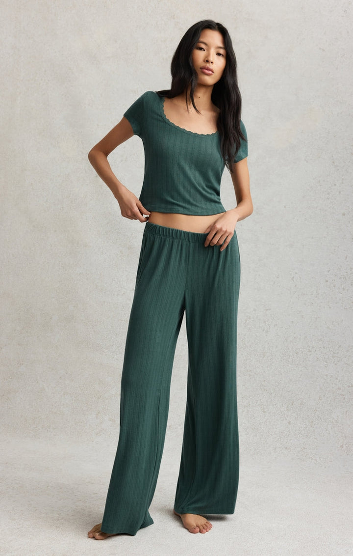 Countryside Pointelle Pants in Emerald Cove