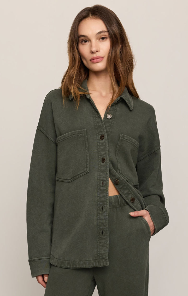 All Day Knit Denim Jacket in Olive
