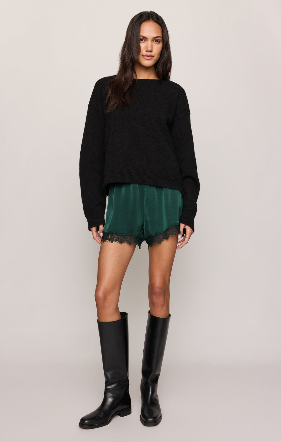 Caprice Luxe Lace Short in Velvet Green