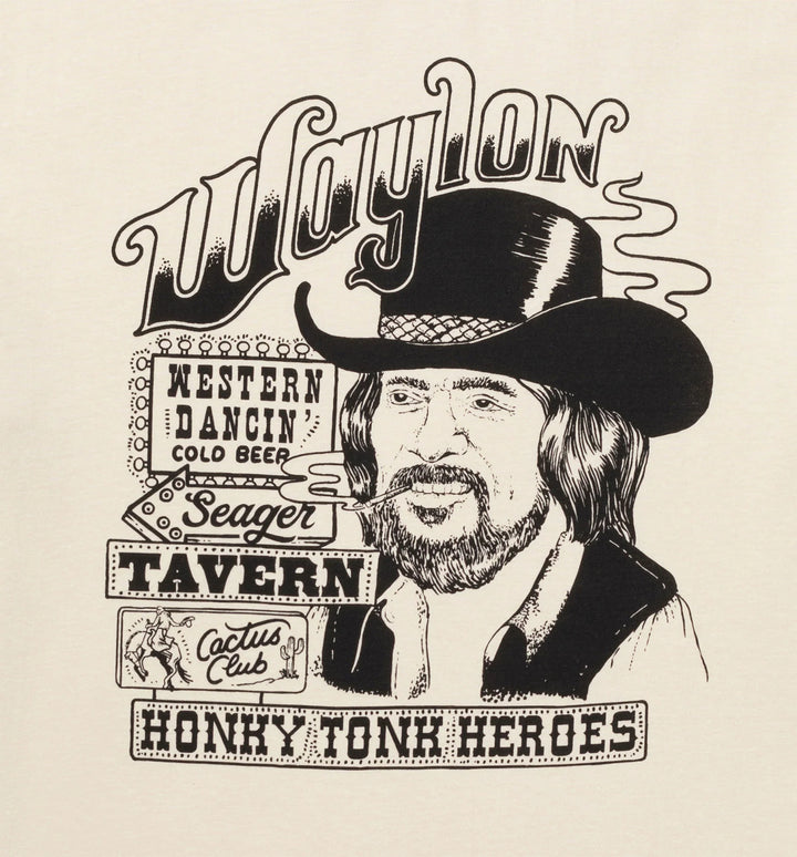 Seager x Waylon Jennings Honky Tonk Tee in Vintage White