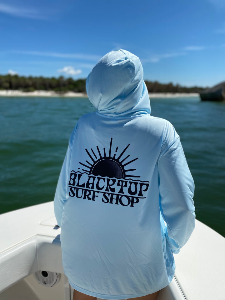 Blacktop Sun Hooded Performance Shirt - Ice Blue