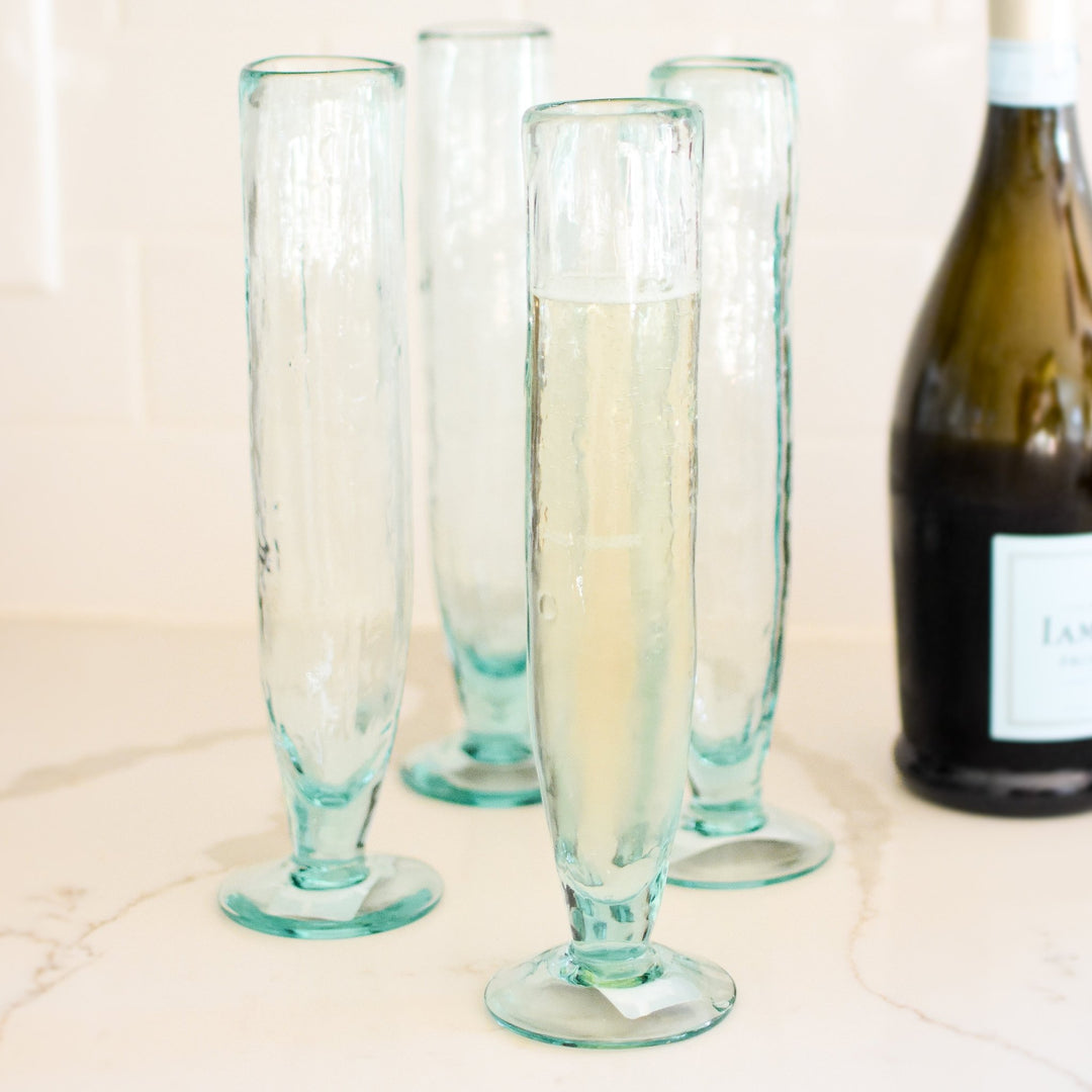 Delancy Champagne Flutes - Recycled Green Glass by Kalalou – BSEID