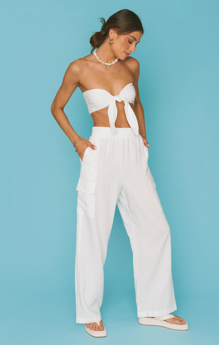 Kenny Scarf Top in White Linen